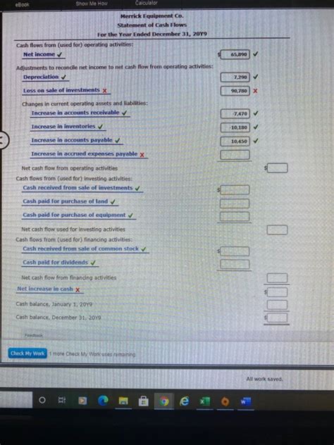 Solved Ebook Show Me How Calculator Statement Of Cash Chegg