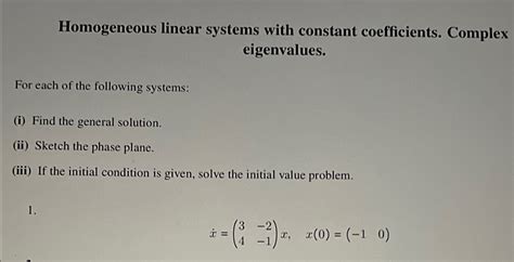 Solved Homogeneous Linear Systems With Constant Chegg