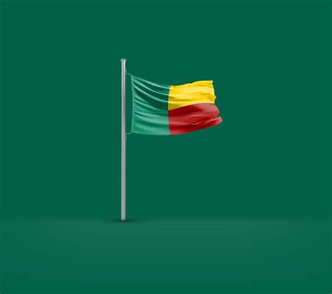 Premium Photo Benin National Flag Waving In Green Ground