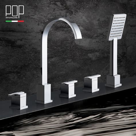 Pop Brand 5pcs Waterfall Frap Five Piece Bathtub Faucet Full 5 Holes