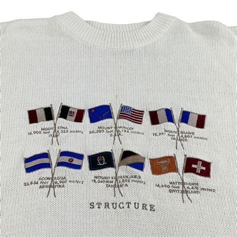 Structure Vintage Structure Sweater 90s Mountain Peaks Summit Flags