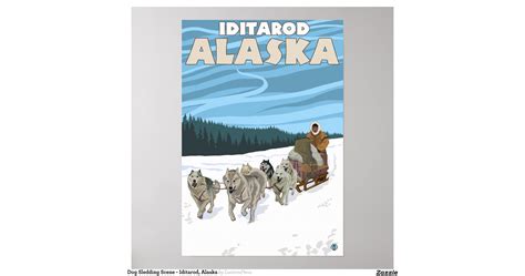 Dog Sledding Scene - Iditarod, Alaska Poster | Zazzle