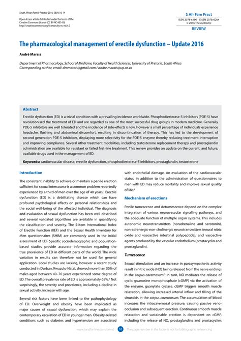 Pdf The Pharmacological Management Of Erectile Dysfunction Update 2016