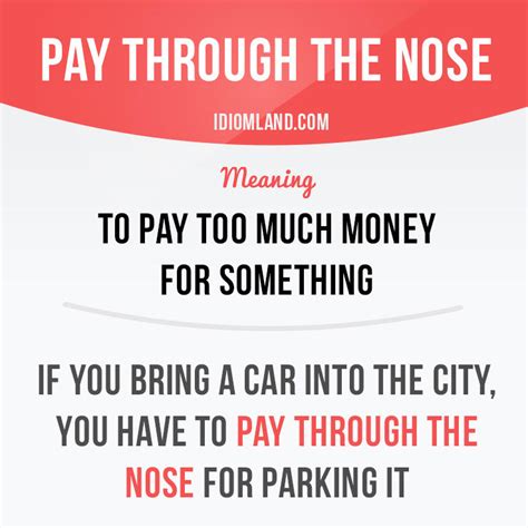 Idiom Land — “Pay through the nose” means “to pay too much...