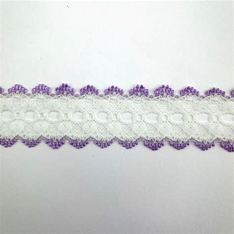 Picot Eyelet Heart Nylon Lace Trimming 61165TT Cream Lilac Shine