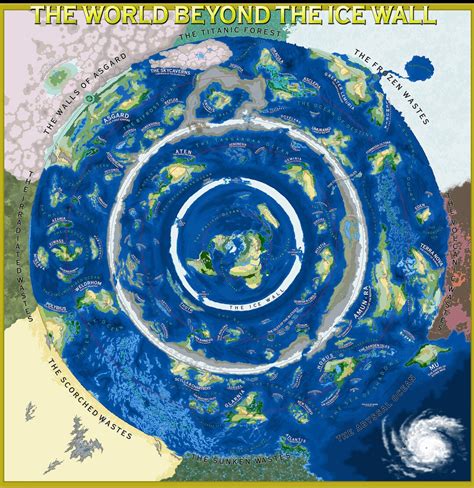 World Beyond The Ice Wall Flat Earth Map High Resolution Digital