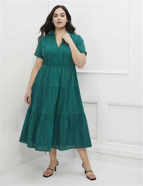 Eloquii Elements Womens Plus Size Tiered Eyelet Dress Walmart Canada