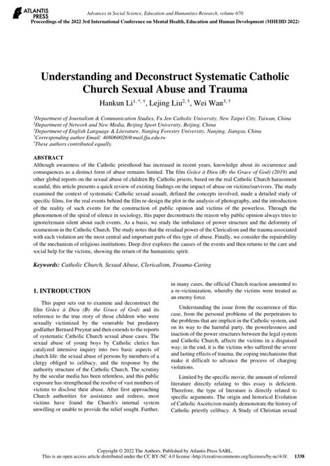 Pdf Understanding And Deconstruct Systematic Catholic Church Sexual