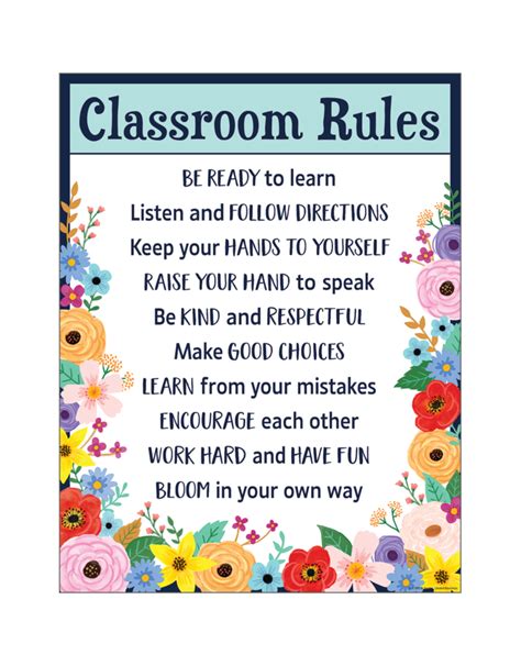 Wildflowers Classroom Rules Chart Tools 4 Teaching