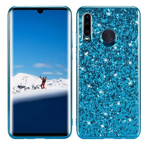 Glitter Powder Shockproof Tpu Case For Huawei P Lite Nova E Blue