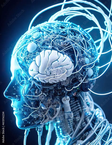 Sci Fi Robotic Brain Organ System Cyborg Brain Generative Ai Stock