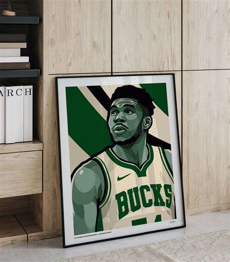 Giannis Antetokounmpo Poster Milwaukee Bucks Basketball Art Print Etsy