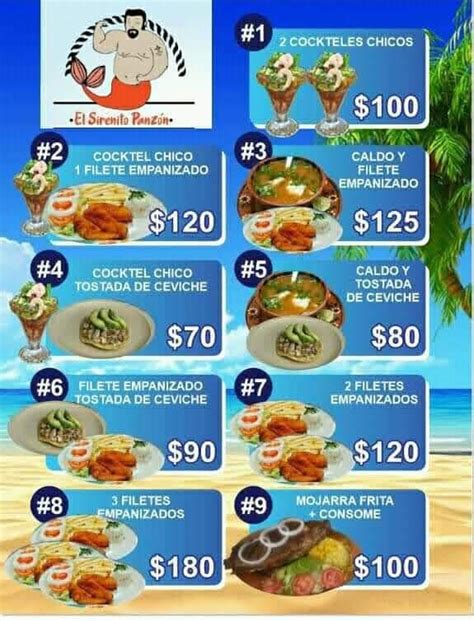 Carta Del Restaurante Sirenito Panz N Mariscos Y Tostadas General Zuazua