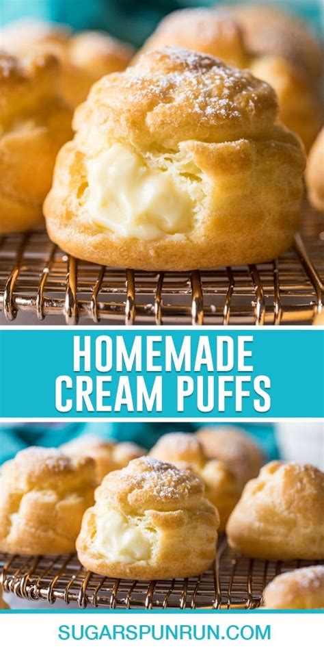 Homemade Cream Puffs On A Cooling Rack With The Words Homemade Cream Puffs