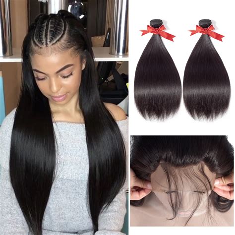 Beaudiva Straight Hair Bundles With Frontal 100 Human Hair 12 Bundles