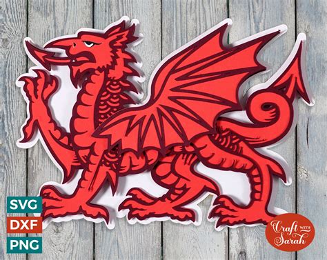 Welsh Dragon Svg Layered Welsh Dragon Cutting File Etsy Uk