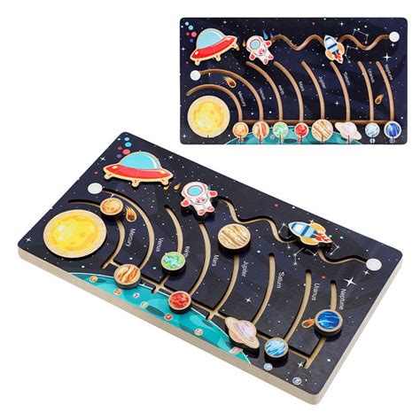 Eight Planets Wooden Puzzle Toy Outer Space Solar System Jigsaw Puzzle