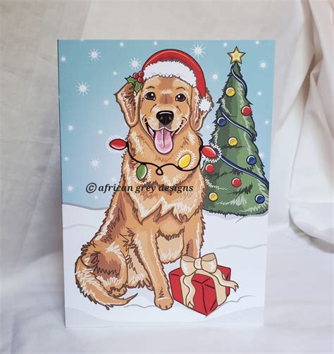 Christmas Golden Retriever Greeting Card - Etsy