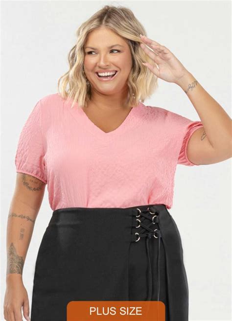 Blusa Plus Size Rosa Donna Peck