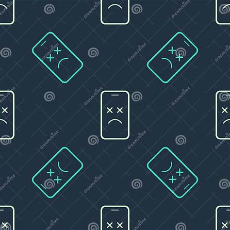 Green And Beige Dead Mobile Icon Isolated Seamless Pattern On Blue