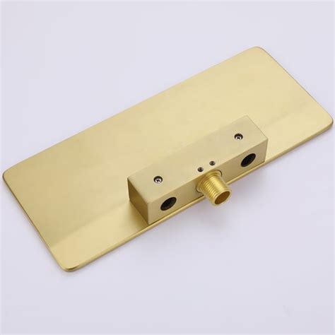 Waterfall Wall Mount Brushed Gold Single Handle Bathroom Sink Faucet Solid Brass Homary