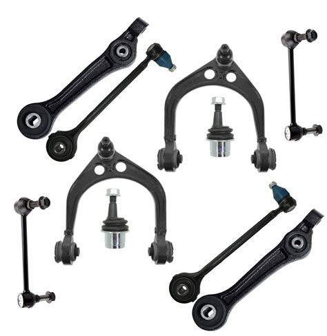 10 Pc Front Suspension Kit Lower Upper Control Arm Sway Bar Link