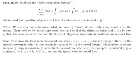 Solved Problem 9 Establish the Euler summation formula Į Chegg