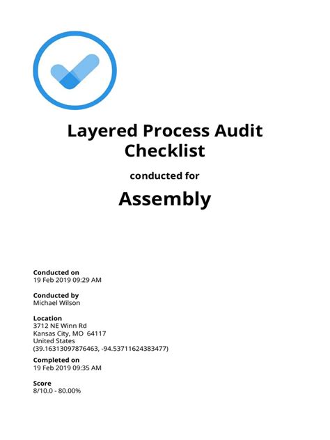 Layered Process Audit Checklist Lpa Pdf Business