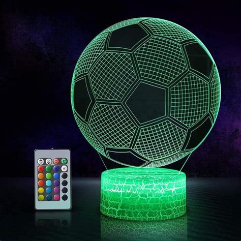 Veilleuse Football LED Lampe 3D Lampes Illusions Optiques 16 Couleurs