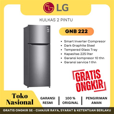 Jual Cianjur Kulkas LG 2 Pintu 225 Liter GNB 222 SQIB Inverter No