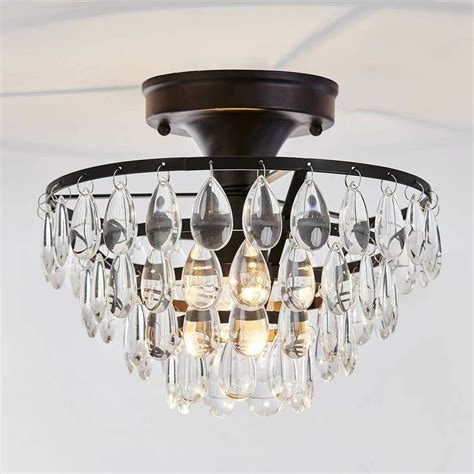 Black Flush Mount Ceiling Light With Crystals Elegant Lighting