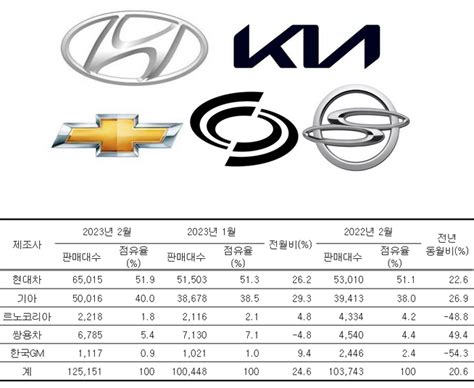 완성차5사 2월 내수 206 증가신차가 끌고 트럭이 받쳤다 종합