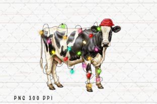 Christmas Lights Cow Sublimation Png Graphic By Flora Co Studio