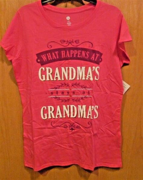 Womans Pink What Happens At Grandmas Tee Shirt Size Large 12 14