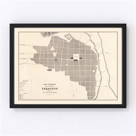 Tarapoto Map 1865 Old Map of Tarapoto Peru Art Vintage Print Framed ...