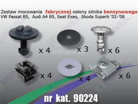 90224 Spinki osłon pod silnikiem benzyna Audi A4 B5 B6 Seat EXEO Skoda