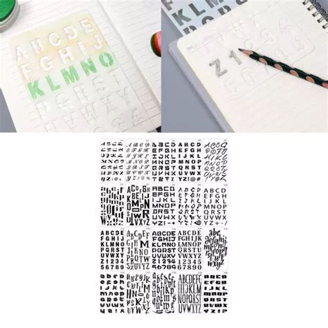 Piece Alphabet Stencil Sets Rulers Letters Number Stencils