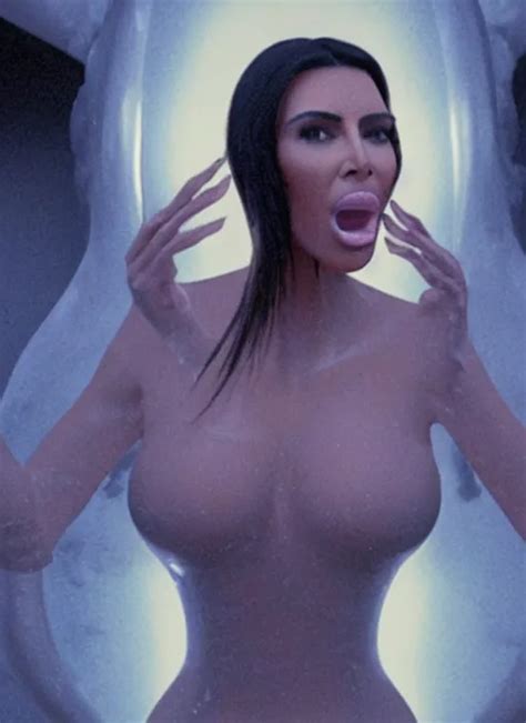 Film Still Of Kim Kardashian Ingesting Alien Slime Stable Diffusion