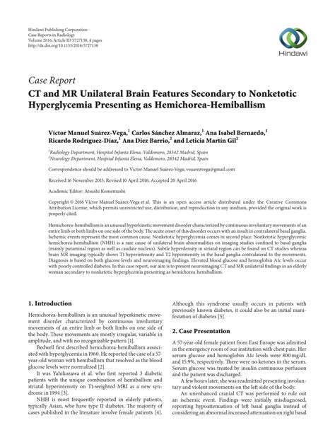 Pdf Ct And Mr Unilateral Brain Features Secondary To Nonketotic