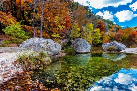 Crystal Pool With Fall Foliage At Lost Maples State Park, Texas Stock ...