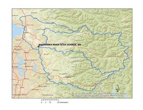 The Snohomish Watershed Blue Lines And The Location Of The Usgs Gauge