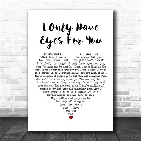 Art Garfunkel I Only Have Eyes For You Script Heart Song Lyric Wall Art