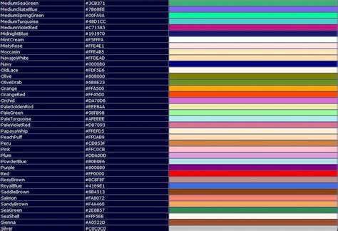 Color Names List