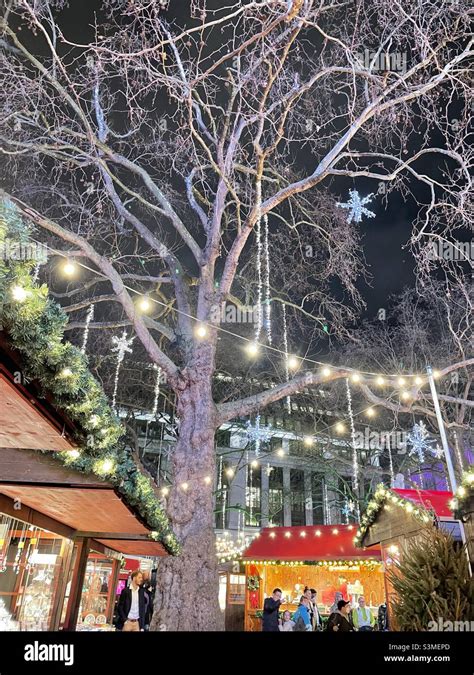 Leicester Square Christmas Lights Market Stalls London City Stock Photo ...