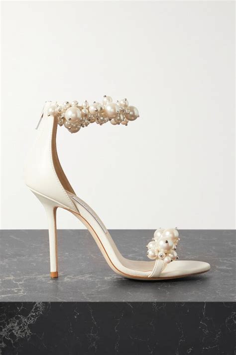 Buy Jimmy Choo Maisel Faux Pearl Embellished Leather Sandals