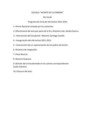 Programa de inicio del año PDF