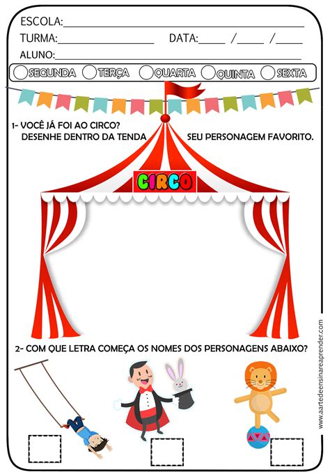 Atividades Prontas Projeto Circo A Arte De Ensinar E Aprender