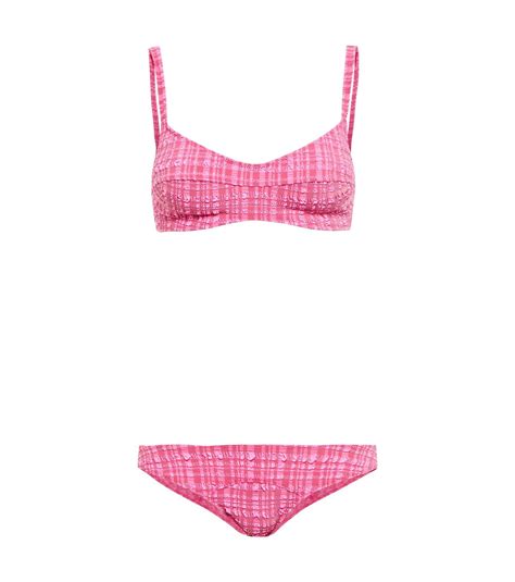 Lisa Marie Fernandez Balconette Plaid Seersucker Bikini Lisa Marie