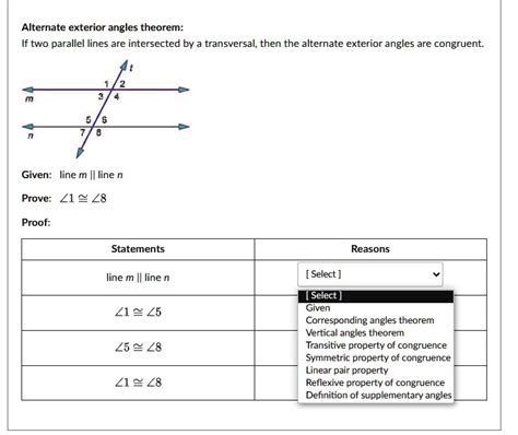 Solved Alternate Exterior Angles Theorem If Two Parallel Lines Are Intersected By A