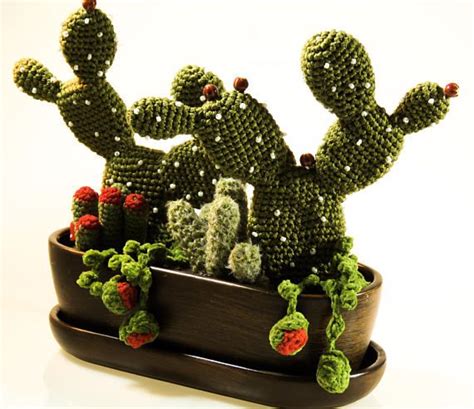 Cacti Arrangement Crochet In Brown Pot Cactus Amigurumis Cactus De